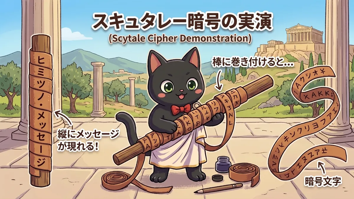 スキュタレー暗号の実演（もふねこ）