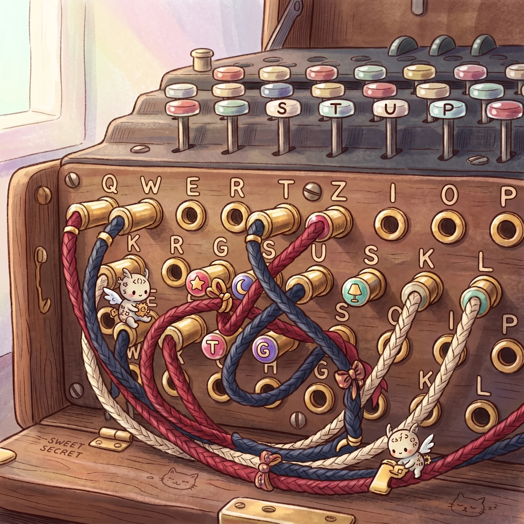 エニグマ暗号機のプラグボード（ケーブル配線）イラスト